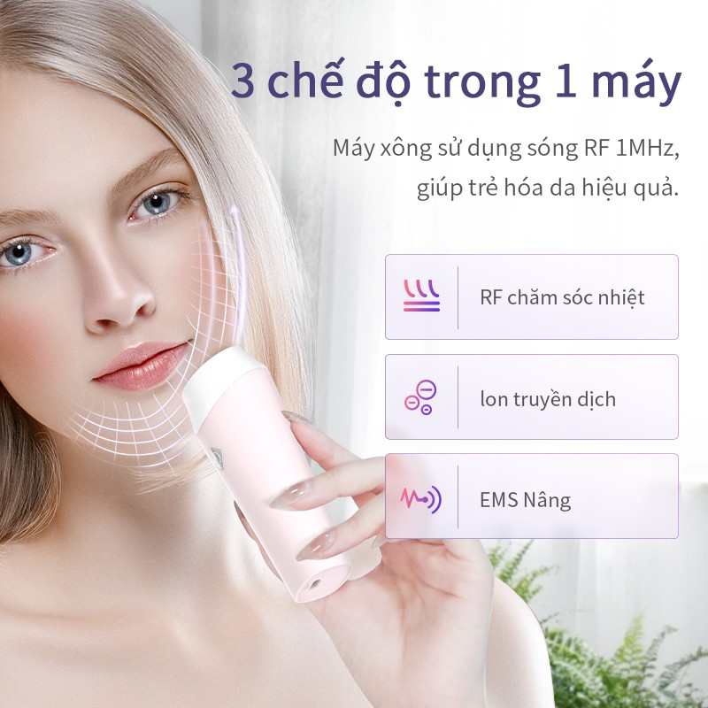 Bộ máy tích hợp tần số vô tuyến RF chống nếp nhăn + máy phun sương nano ANLAN chăm sóc da mặt 