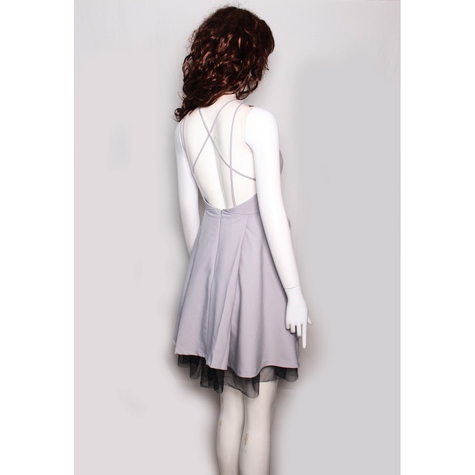 Đầm váy xoè thiết kế co cấp phối lưới hở lưng (hàng có nhiều size)