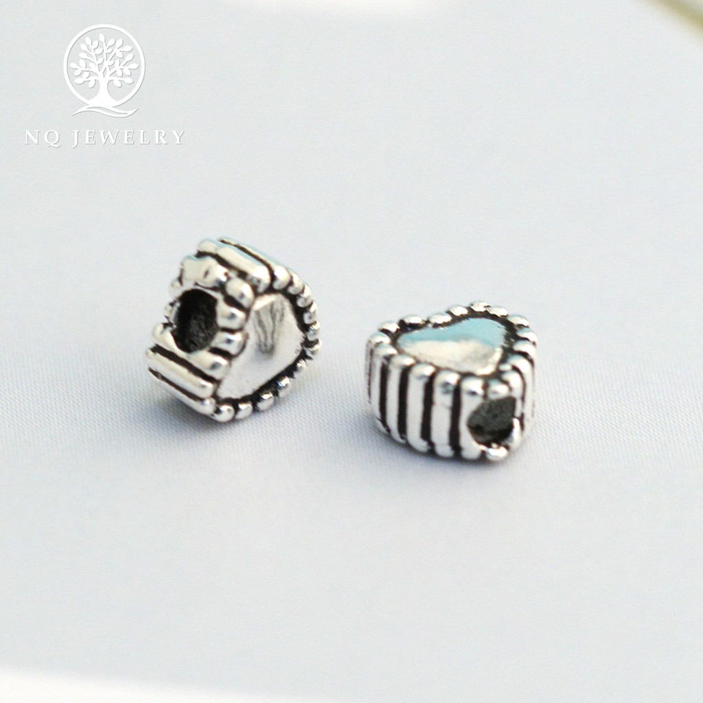 Charm bạc trái tim xỏ ngang - NQ Jewelry