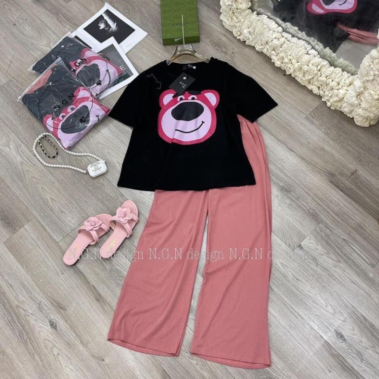 [Hàng Sẵn, Ảnh Thật] Sét Áo Thun Kèm Quần Cullottes Nữ Form Rộng Hàn Quốc Vintage- Bộ Thể Thao Tay Lỡ Quần Suông Dày Mịn