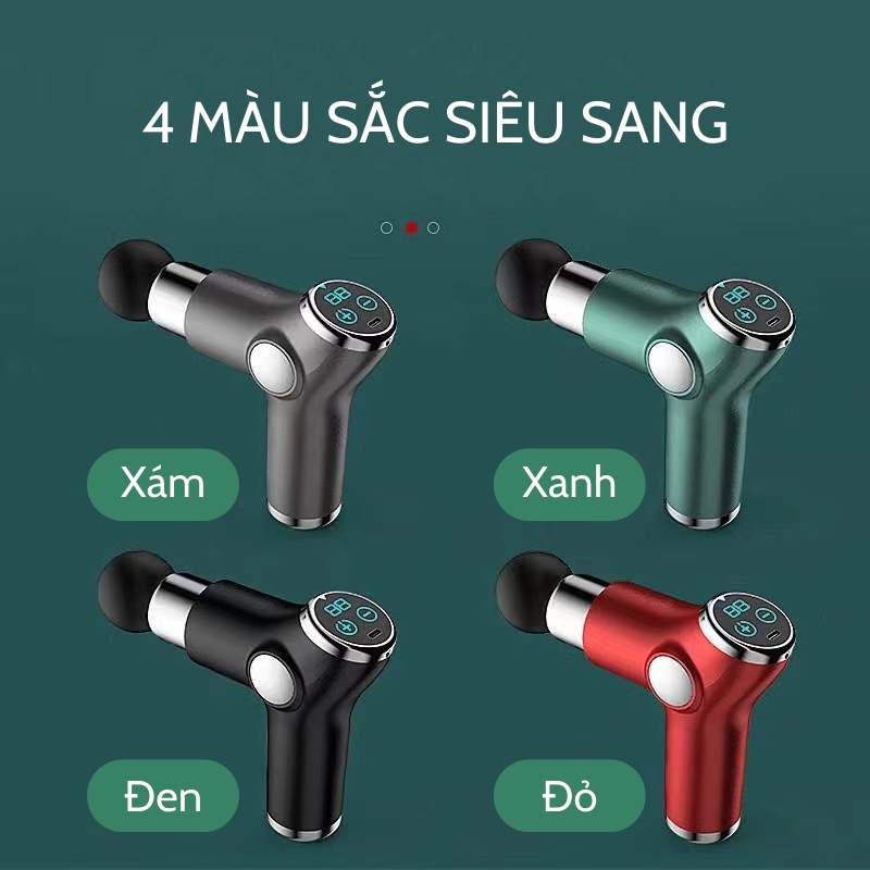 Súng massage mini cầm tay JIASHI, máy mát xa toàn thân đa năng thông minh 4 đầu 32 chế độ màn hình cảm ứng SMS02