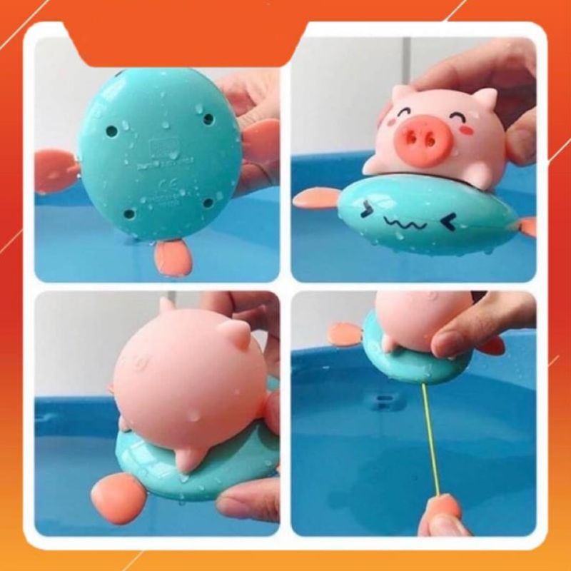 Đồ chơi phòng tắm cho bé chú heo bơi thuyền chạy cót phun nước ngộ nghĩnh giá rẻ