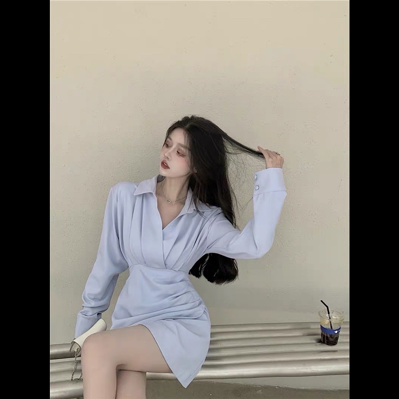 Váy sơ mi vạt chéo phong cách sang chảnh siêu xinh_ hàng ORDER