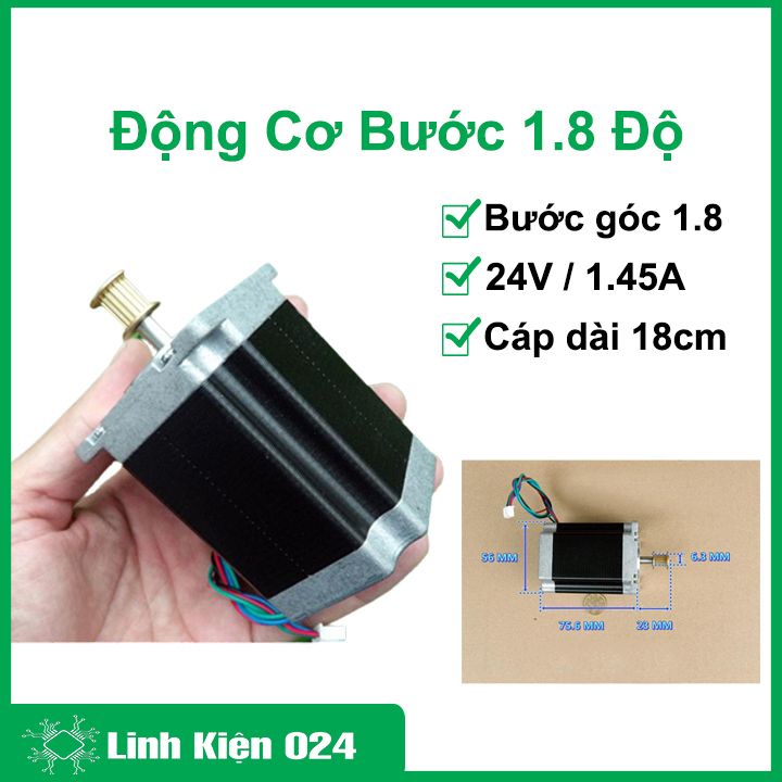 Động cơ bước 1.8 độ kích thước 57x76mm mô-men xoắn cao 1.2Nm