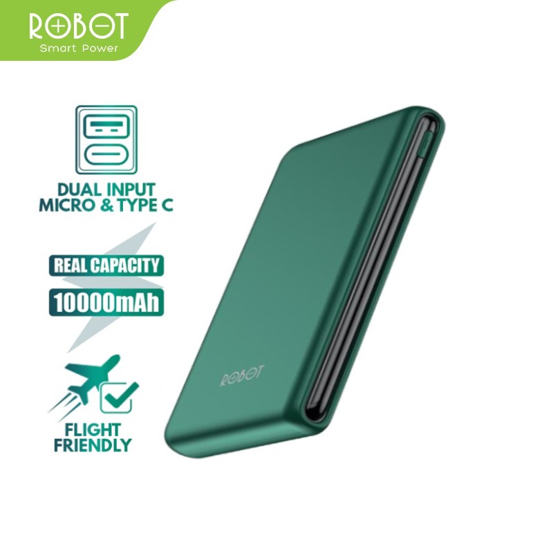 Pin Sạc Dự Phòng 10000mAh ROBOT RT180 1 Output USB &amp; 2 Input Micro/Type-C - BẢO HÀNH 12 THÁNG 1 ĐỔI 1