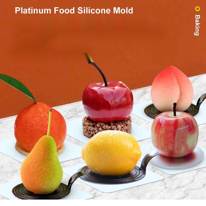 Khuôn Làm Bánh Mousse Trái Cây Bằng Silicone Hình Quả Táo / Cherry / Dâu Tây /