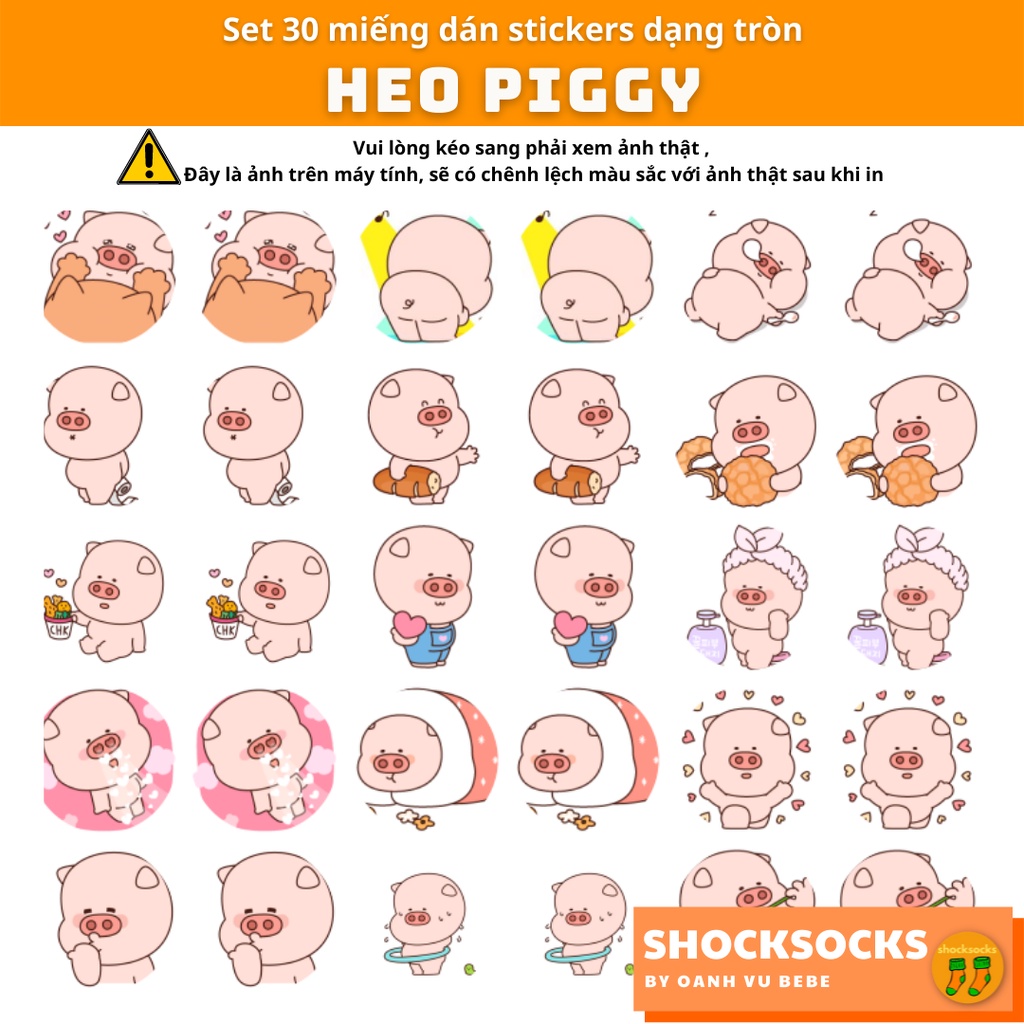 🔥30 hình dán sticker hình HEO PIGGY - HEO PIGMA 🔥