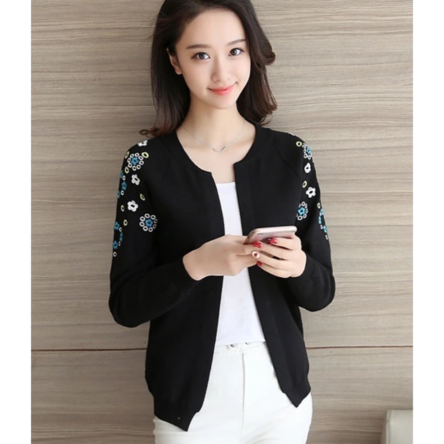Áo Len Nữ Cardigan Áo Khoác Len Kiểu Hàn Quốc Thêu Hoa ALN020 ShopMaySG Hàng Chất Lượng Và Có Sẵn