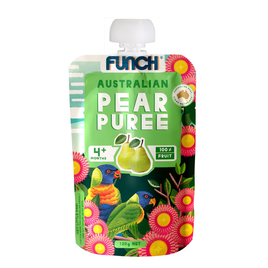 Hoa Quả Nghiền Cho Bé Ăn Dặm Từ 4 Tháng Tuổi FUNCH 100% Lê Xay Nhuyễn 120g Date T09/2023