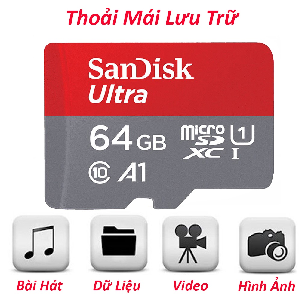 Thẻ nhớ Sandisk 64GB Class 10 667x100MB/s chuyên cho điện thoại,máy ảnh - Thẻ nhớ 64GB cho loa đài | BH 5 Năm 1 đổi 1