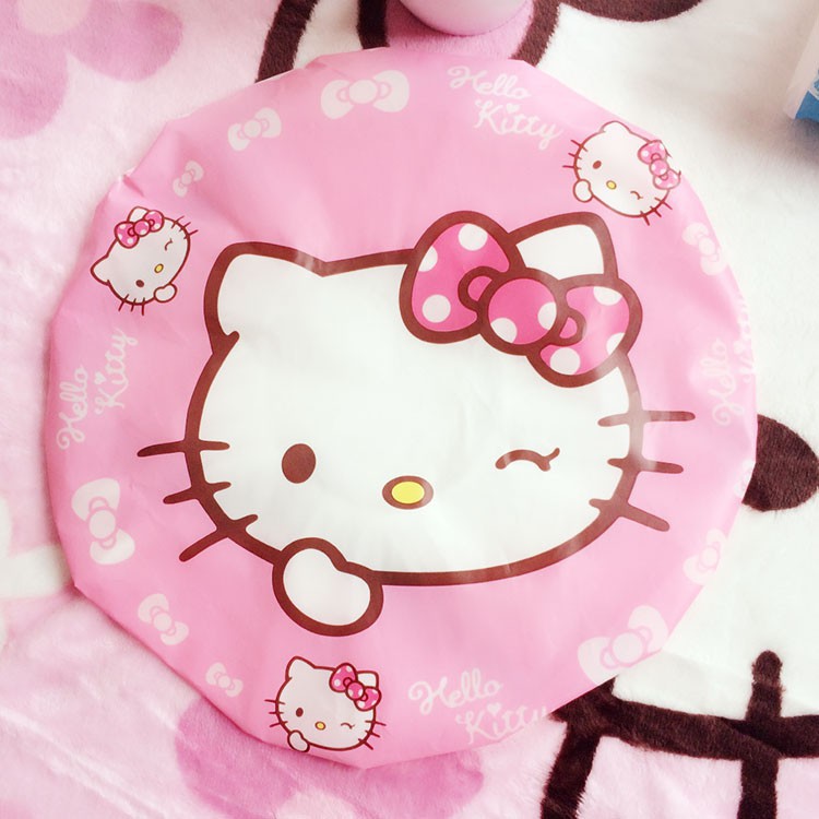 Mũ trùm tóc tắm chống thấm nước hình Hello Kitty đáng yêu phụ kiện phòng tắm cho người lớn 