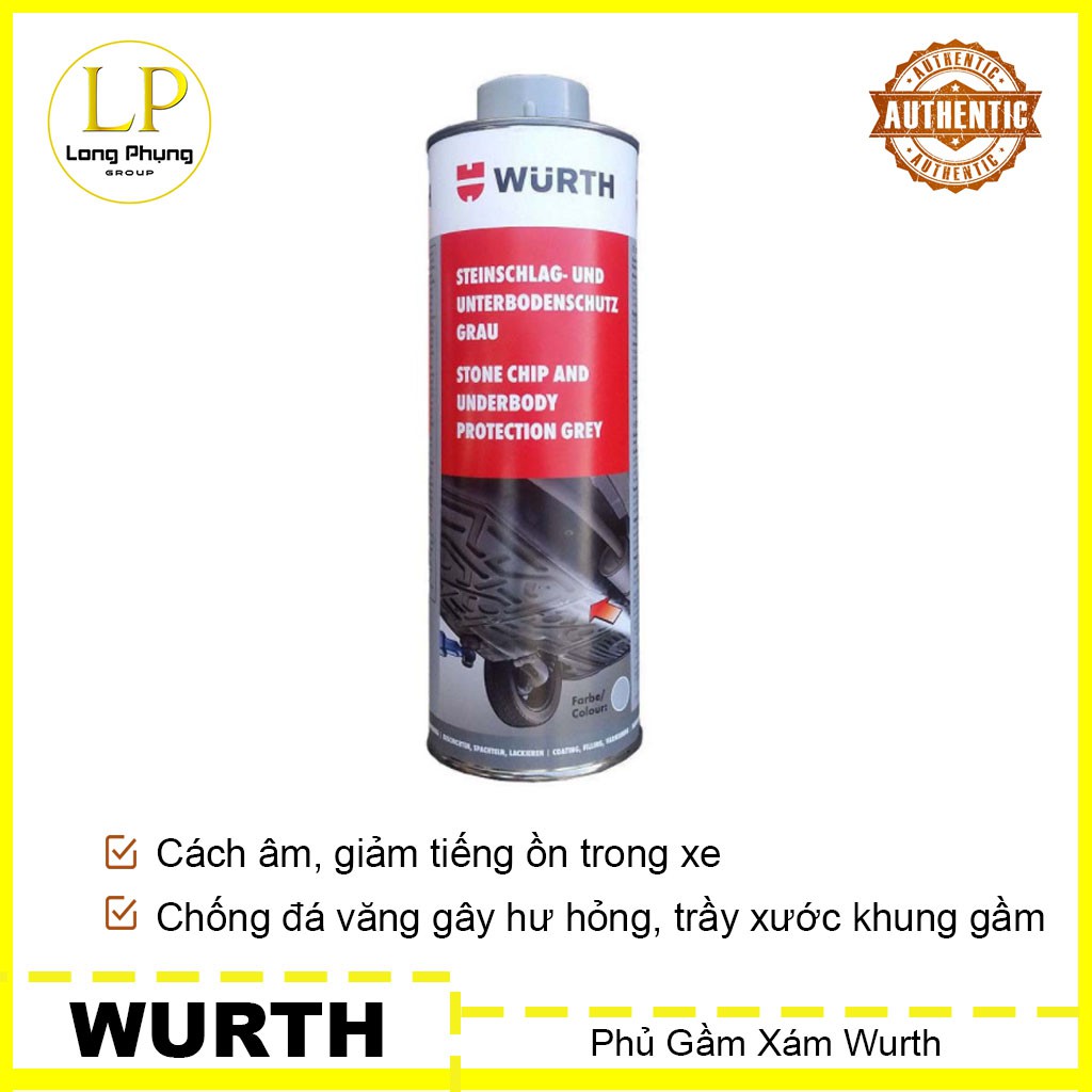 Chai Xịt Phủ Gầm Xe Ô Tô Wurth Màu Xám Gốc Nhựa Tổng Hợp - Chống Rỉ Sét [Chính Hãng]