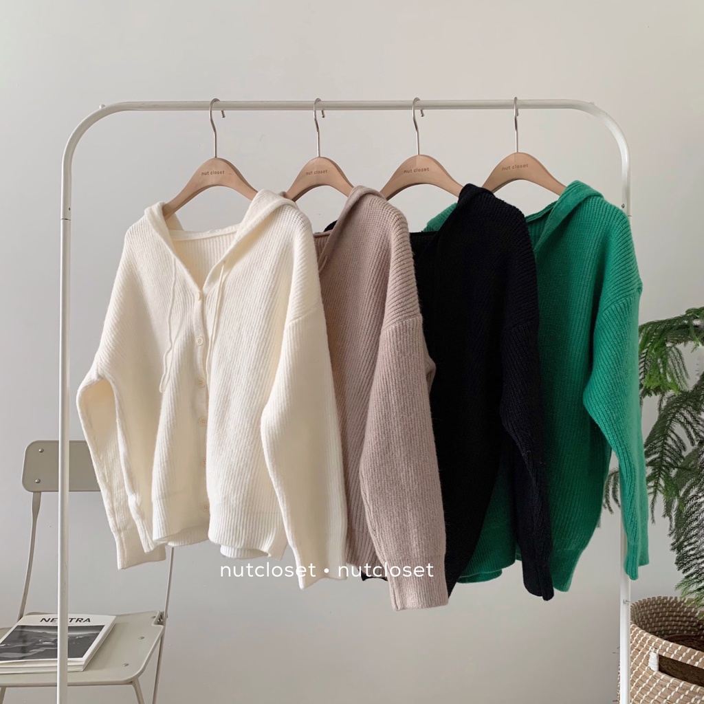 Áo cardigan len có mũ _ A0277