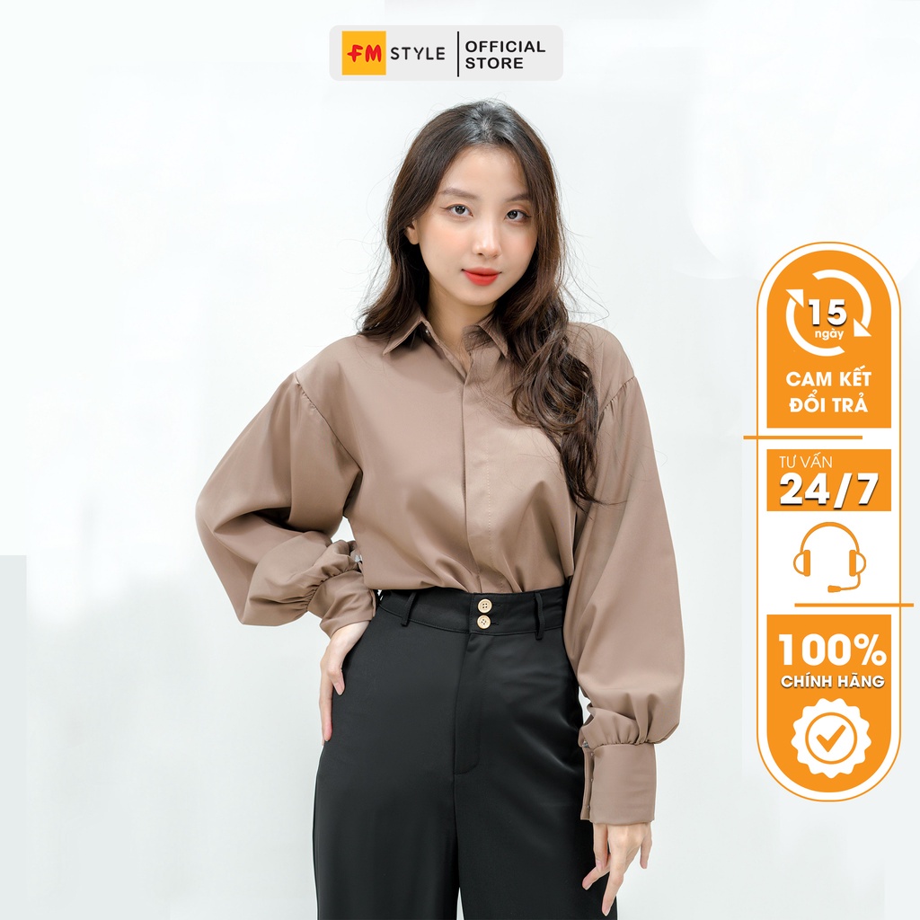 Áo sơ mi nữ FM Style sơ mi công sở tay dài form tôn dáng, chất cotton cao cấp, phong cách Ulzzang Hàn Quốc 210717203 - H