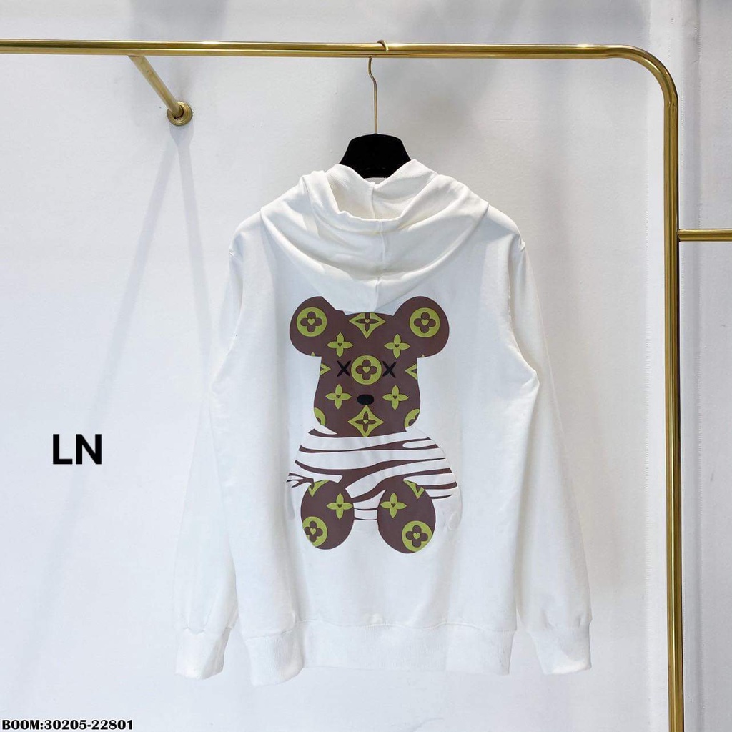 Áo hodie Nam Nữ  gấu  Chất nỉ cotton for thụng tay bồng  Mũ 2 lớp xịn xò