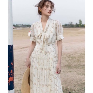 [ORDER] Váy hoa nhí xếp li cổ nơ (hình thật từ ảnh 6)