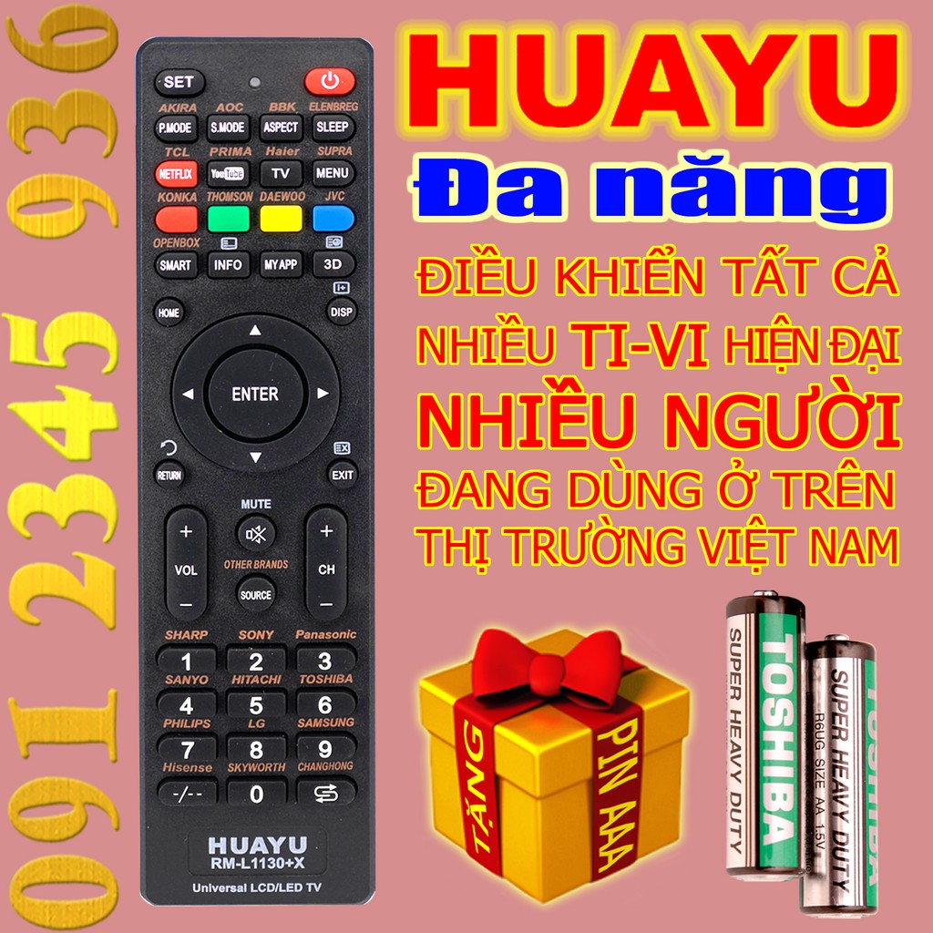 Điều khiển HUAYU RM-L1130 + X &quot;ĐA NĂNG&quot; + &quot;HÀNG ĐẸP&quot; cho Tivi Smart và Thường. (Mẫu số 9)