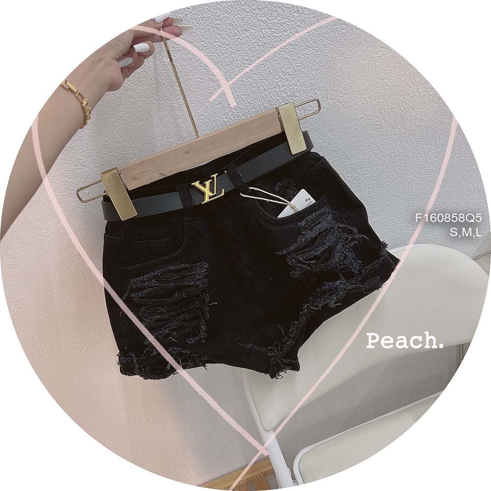 Quần short jean đen mài rách hàng đẹp!