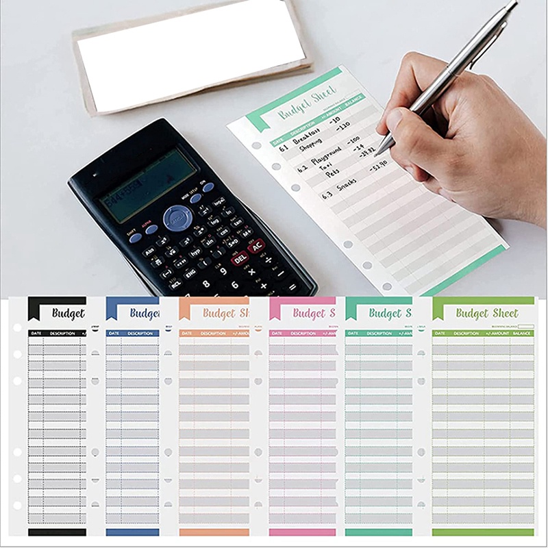 Sổ tay A6 bìa da PU có 6 vòng giữ giấy ghi chú lên kế hoạch kèm túi đựng