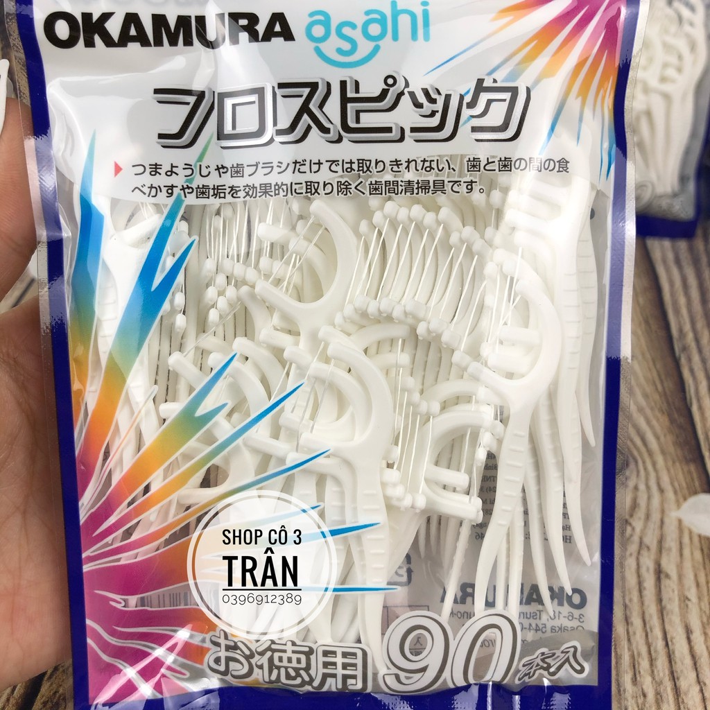 Tăm chỉ kẽ răng Nhật Bản Okamura chăm sóc răng miệng - Tăm chỉ Okamura gói 90 cây
