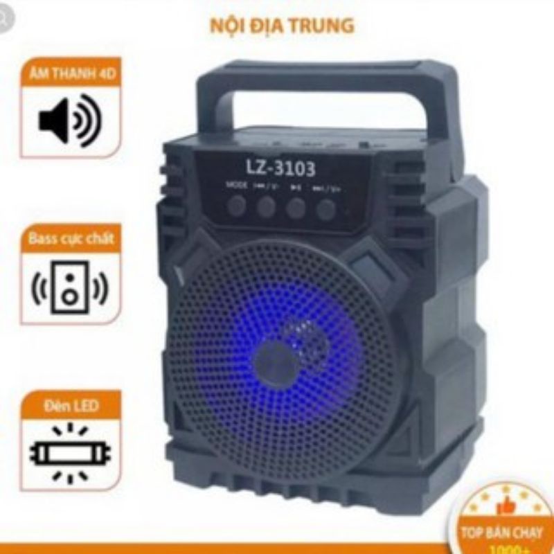 Loa nghe nhạc bluetooth Lz-3103 Loa bluetooth min đèn LED nhấp nháy âm thanh siêu hay hỗ trợ cắm thẻ nhớ