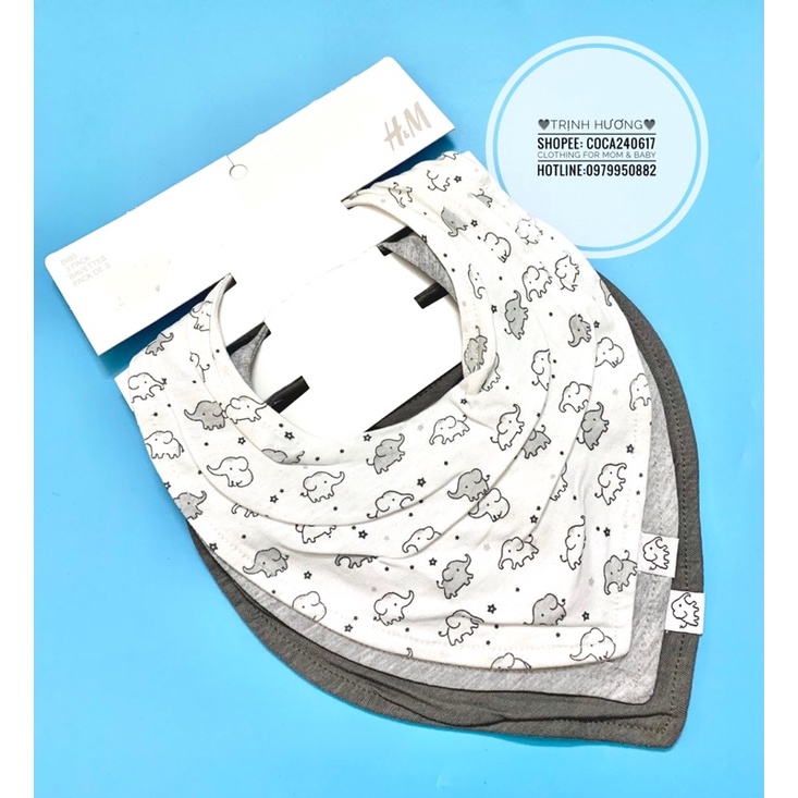 Set 3 yếm, khăn cổ cotton cho bé