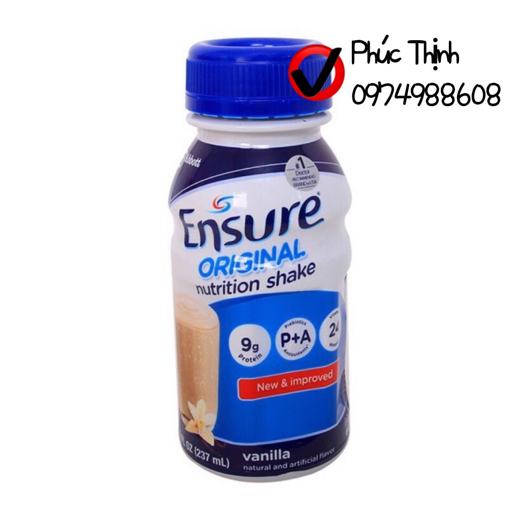 Lốc 6 Chai Sữa Ensure Origina hương Vani 237ml.( Date t6/2023)
