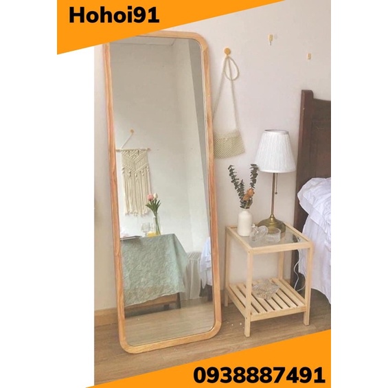GƯƠNG GỖ THÔNG SOI TOÀN THÂN TẶNG KÈM GIÁ ĐỠ