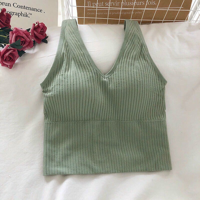 Áo bra tăm cổ chữ V, áo dáng croptop