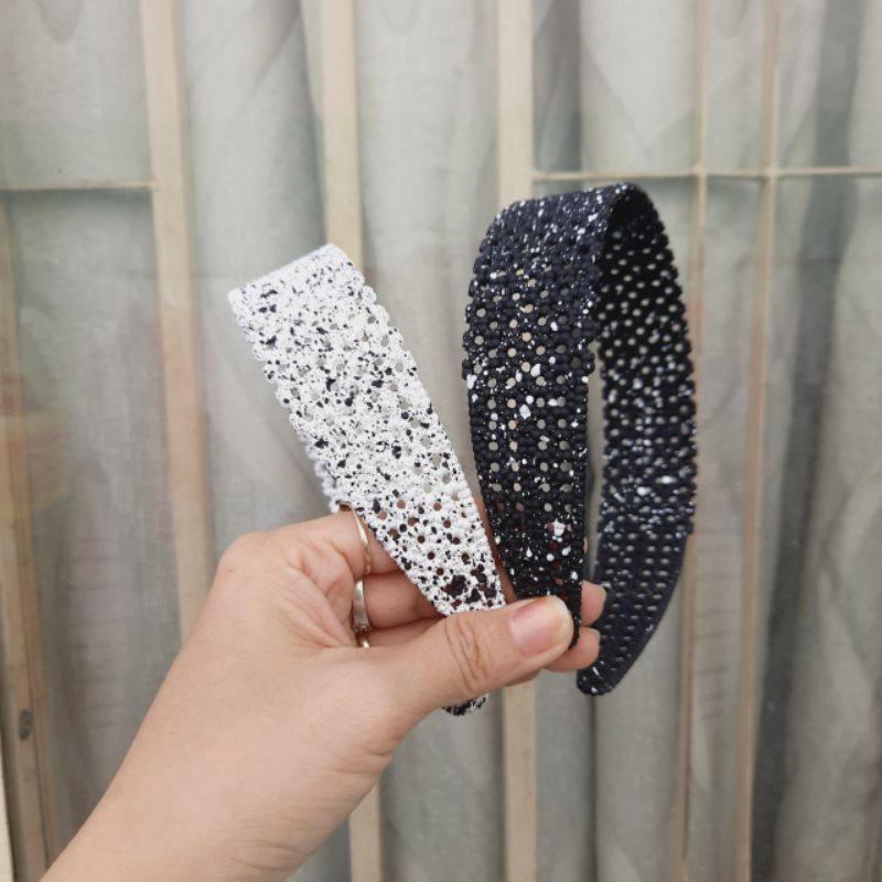 Bờm Cài tóc họa tiết đen trắng loại nhám (bản 3cm)