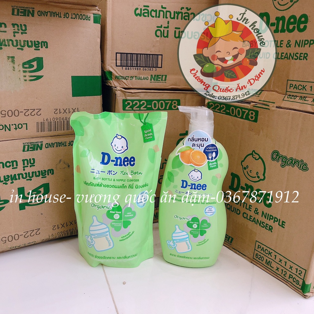 NƯỚC RỬA BÌNH SỮA RỬA CHÉN BÁT, RỬA RAU QUẢ HỮU CƠ ORGANIC DNEE THÁI LAN 600ML