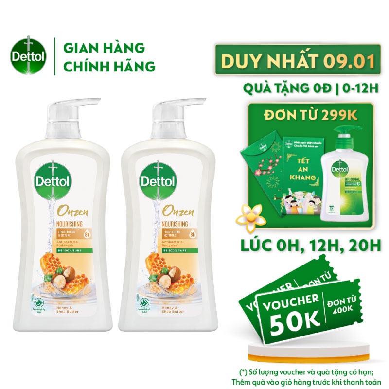 Bộ 2 sữa tắm diệt khuẩn nuôi dưỡng Dettol 950ml/Chai
