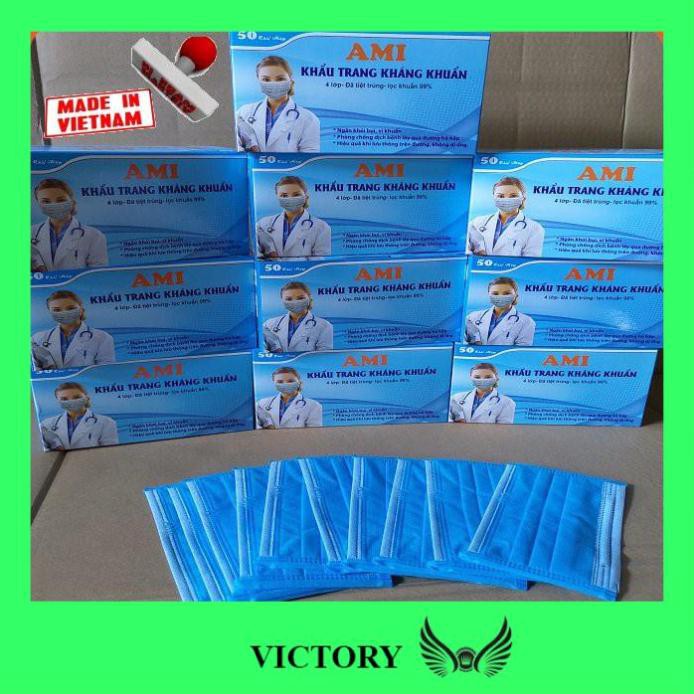 [KHẨU TRANG Y TẾ] [10 Xanh 4L💝]Combo 10 hộp Khẩu Trang Y Tế Mầu Xanh 4 lớp 50 chiếc 1 hộp, AMI - Nhật Lệ | BigBuy360 - bigbuy360.vn