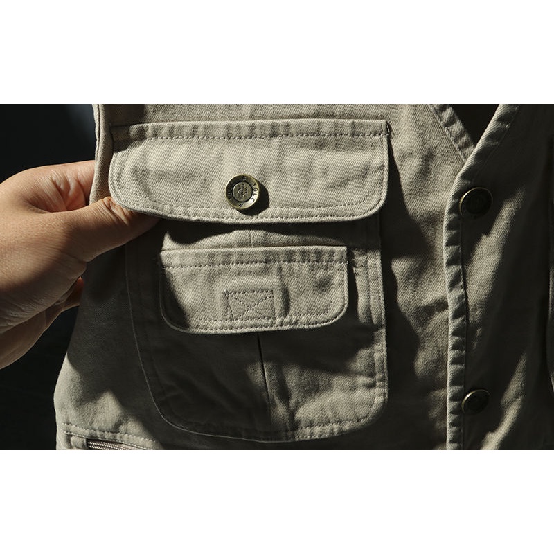 Áo Khoác Ghi Lê Có Nhiều Túi Phong Cách Nhật Bản Thời Trang Cá Tính