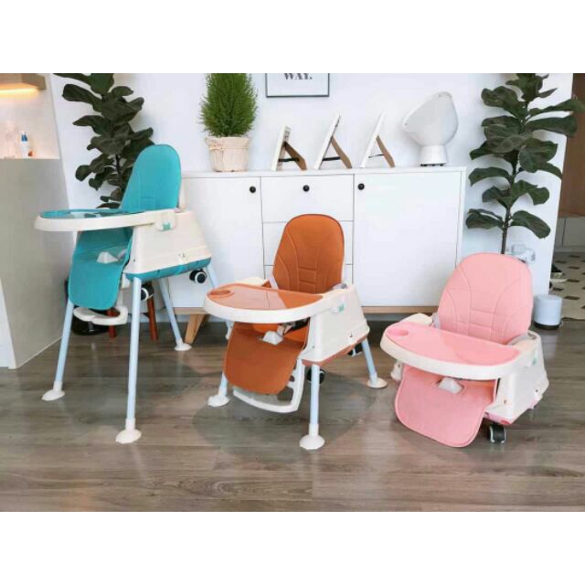 Ghế ăn dặm Hanbei (full bộ: bánh xe + đệm + chân)