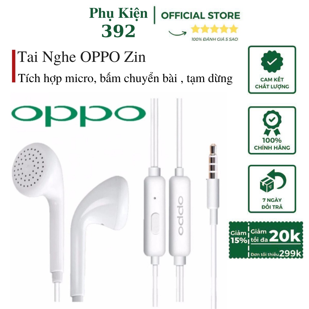 Tai Nghe Z.in O.PPO -Tai nghe có dây zi.n op Chống ồn tai nghe điện thoại jack 3.5mm.Cam kết zi.n .Bảo hành 3 tháng