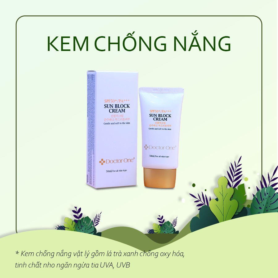 Kem Chống Nắng Sun Block Cream SPF50+/PA+++ Doctor One Hàn Quốc 50ml Tuýp Kem Chống Nắng Sun Block
