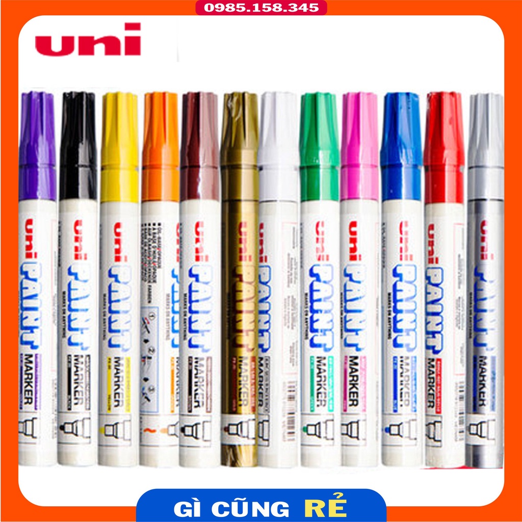 Bút sơn vẽ lốp xe nhật bản paint marker ngòi to  các màu trắng-xanh-đen-đỏ-vàng,..