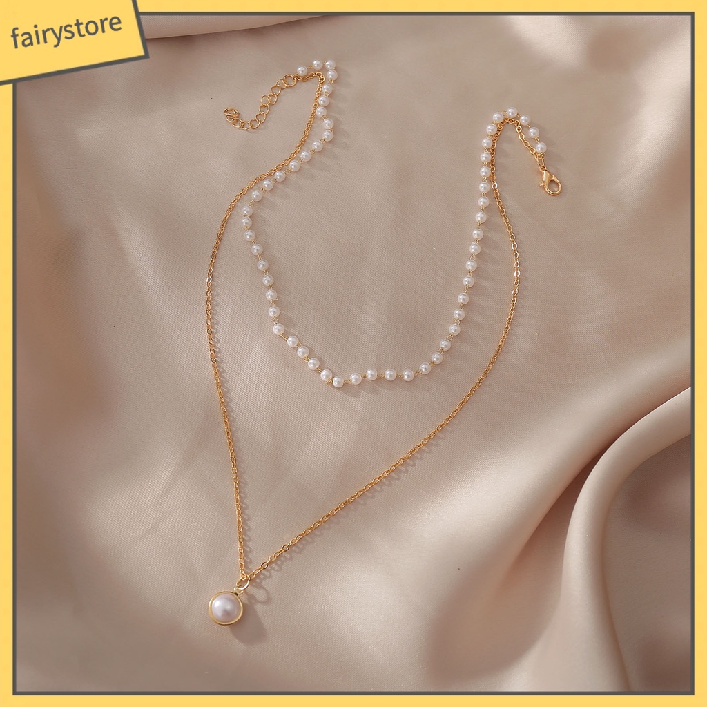 vòng cổ Hợp Kim Đính Ngọc Trai Giả Xinh Xắn