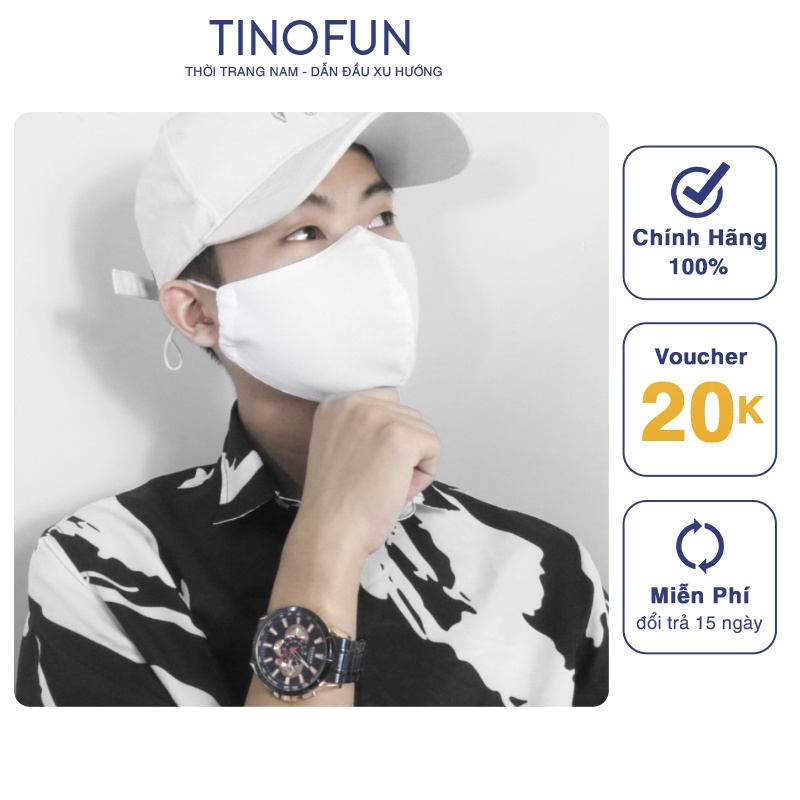 Khẩu Trang Nam Nữ Unisex vải Cotton 3 lớp kháng khuẩn TINOFUN mã TF3 chống, bụi, nắng chuẩn y tế có nút đẹp