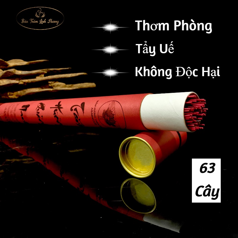 Nhang Trầm Hương Quảng Nam Cao Cấp - Ống 63 Nén Hương Thơm Tự Nhiên Không Hóa Chất An Toàn Sức Khỏe - Đồ Thờ Cúng