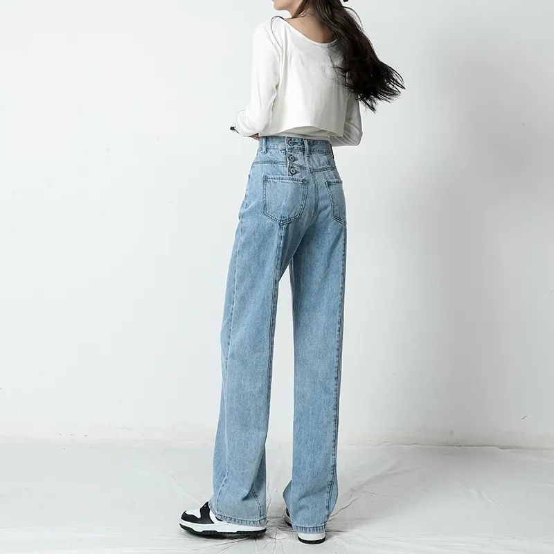 Quần Jeans Nữ Lưng Cao Ống Rộng Thời Trang Hàn Quốc