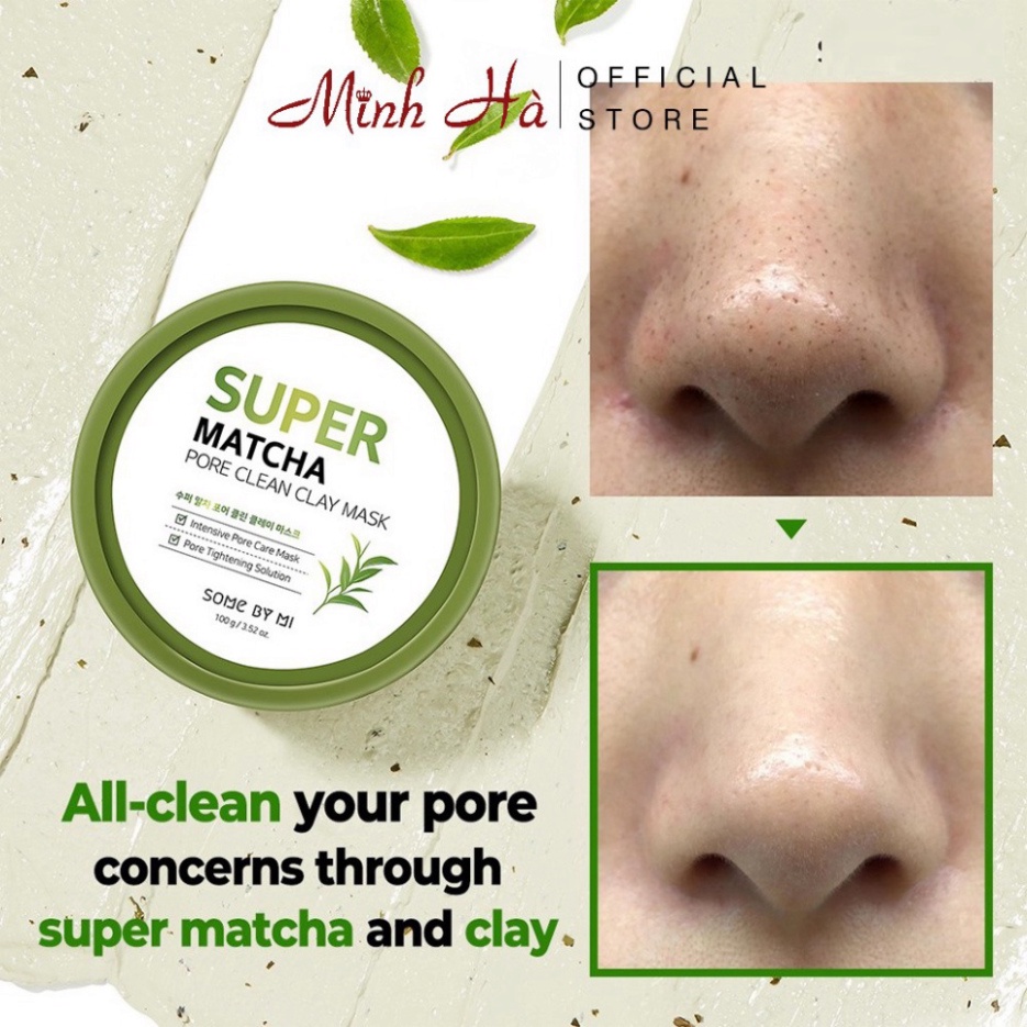 Mặt nạ đất sét trà xanh Some By Mi Super Matcha Pore Clean Clay Mask 100g se khít lỗ chân lông, sạch da.