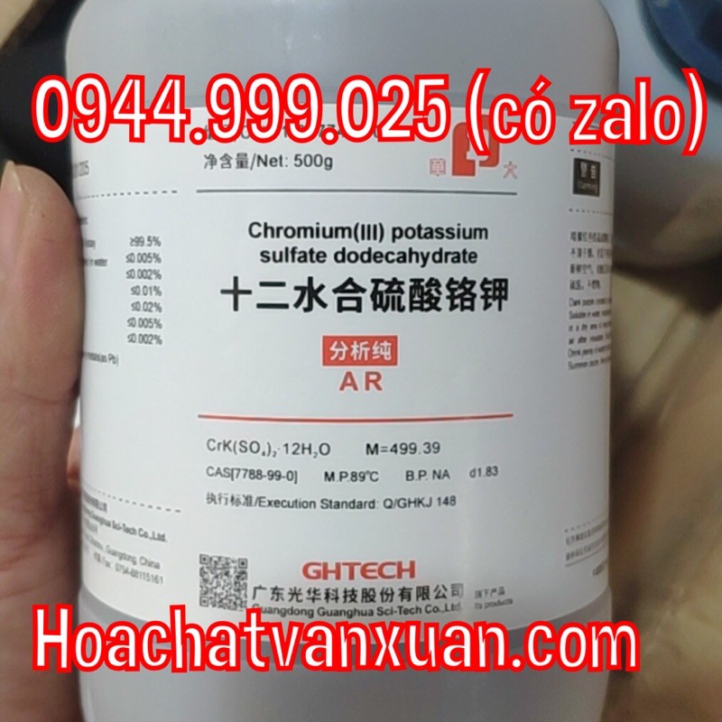 Phèn crom KCr(SO4)2 lọ 500g Kcrso4 phèn làm tinh thể CrK(SO4)2 chromium potassium sulfate dodecahydrate