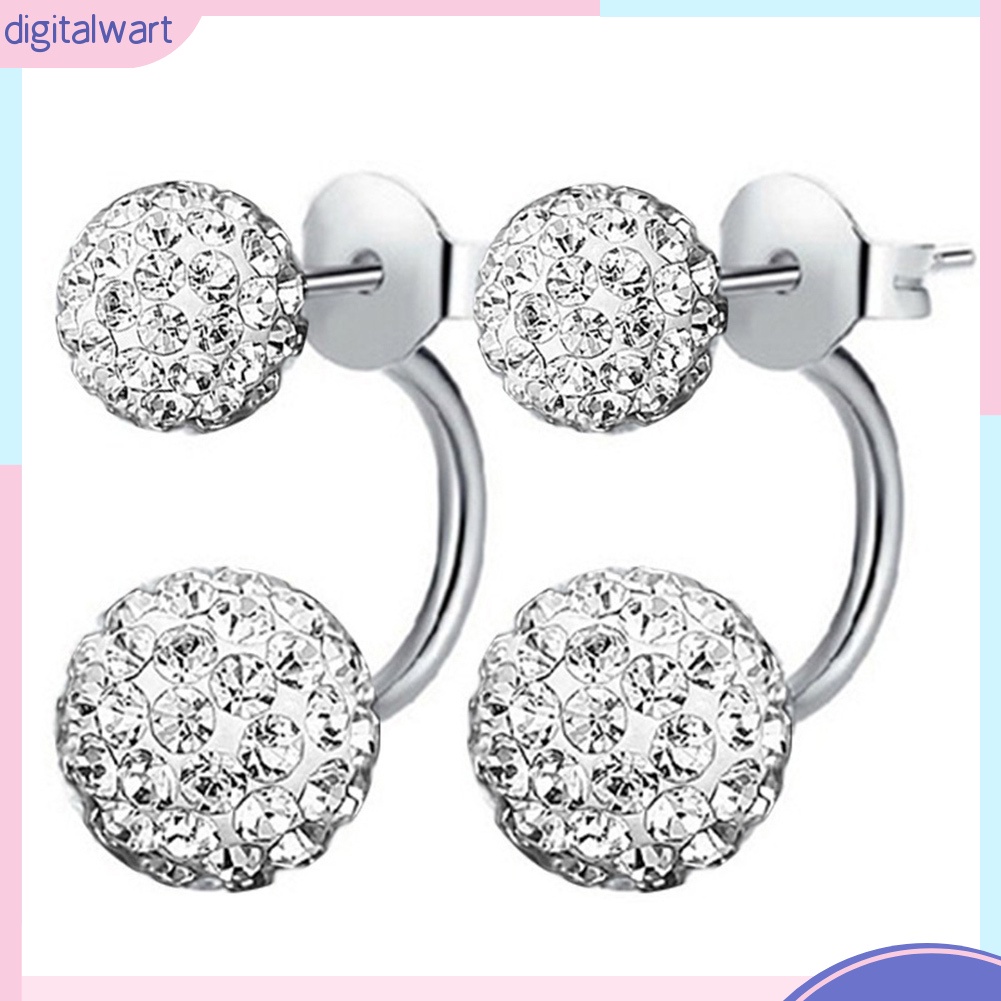 Đôi bông tai dáng dài hình quả bóng đính đá thời trang cho nữ