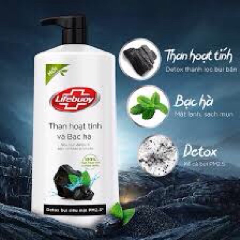 SỮA TẮM LIFEBUOY DETOX MATCHA KHỔ QUA /THAN HOẠT TÍNH BẠC HÀ 850G(ko tặng)