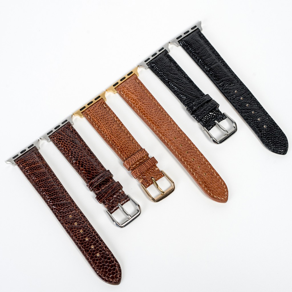 Dây đeo apple watch da đà điểu-khâu tay thủ công D109- dây apple watch series 3 series 4 series 5-Bụi leather