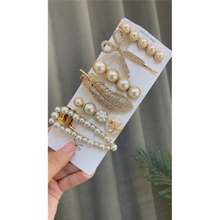 Sét 6 kẹp tóc tiểu thư sang chảnh (màu vàng)