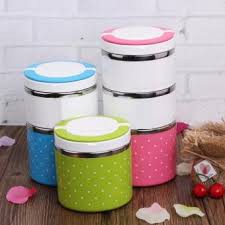 Hộp cơm giữ nhiệt chấm bi 1 tầng ruột inox, ca đựng cháo cho bé yêu