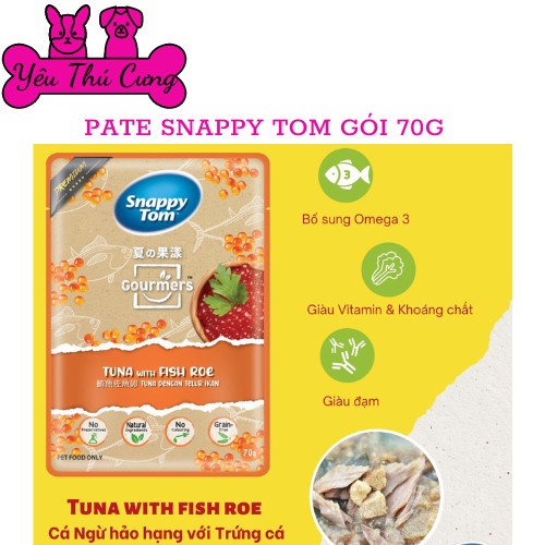Pate SNAPPY TOM Hương Vị Trái Cây Cho Mèo 70g-YÊU THÚ CƯNG